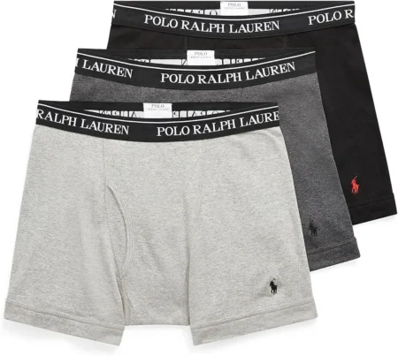 Polo Ralph Lauren Men's Classic Fit Cotton Boxer Briefs, Trunks & Long Leg Available (3 Pack)