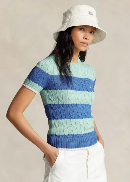 Polo Ralph Lauren Striped Cable-Knit Cotton Jumper