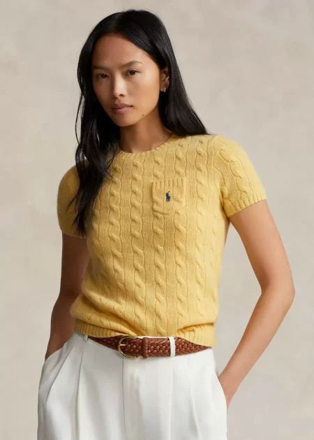 Polo Ralph Lauren Cable Wool-Cashmere Short-Sleeve Sweater