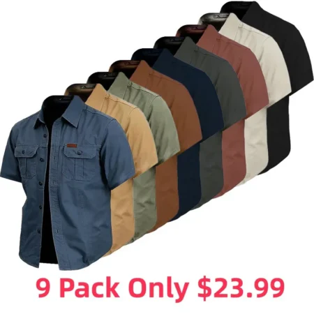 Cow Print Casual Men's work shirt short sleeve