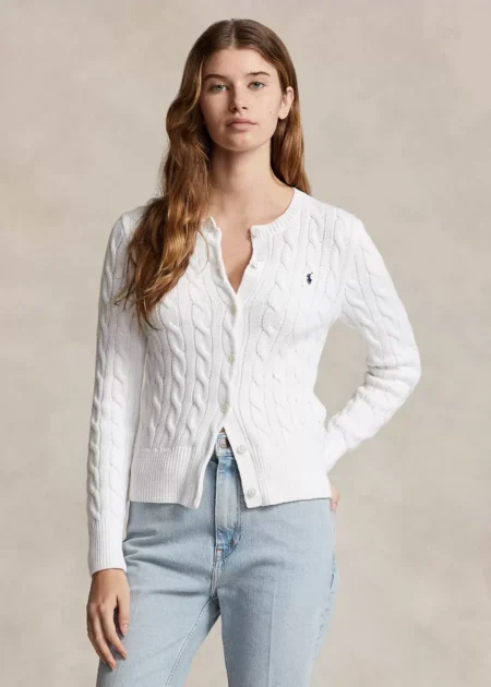 Polo Ralph Lauren Cable-Knit Cotton Crewneck Cardigan