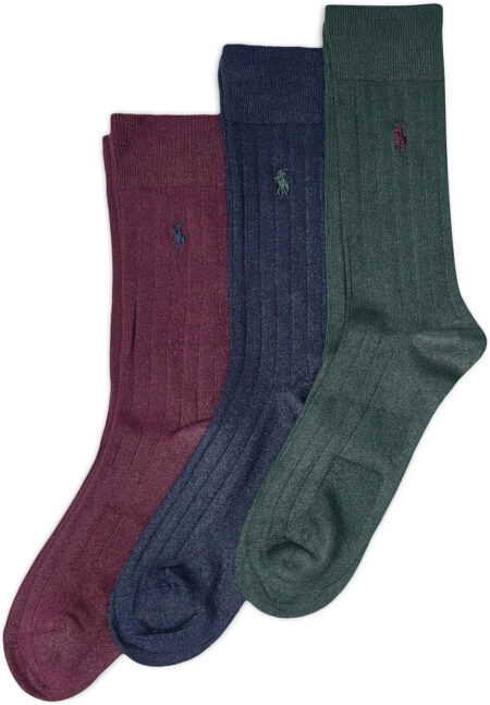 Polo Ralph Lauren Men's Super Soft Ribbed Dress Crew Socks -3 Pair Pack- Lightweight Comfort