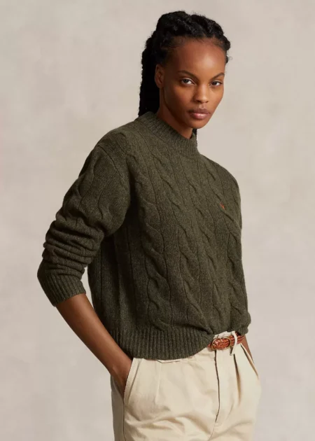 Polo Ralph Lauren Cable Wool-Cashmere Mockneck Sweater