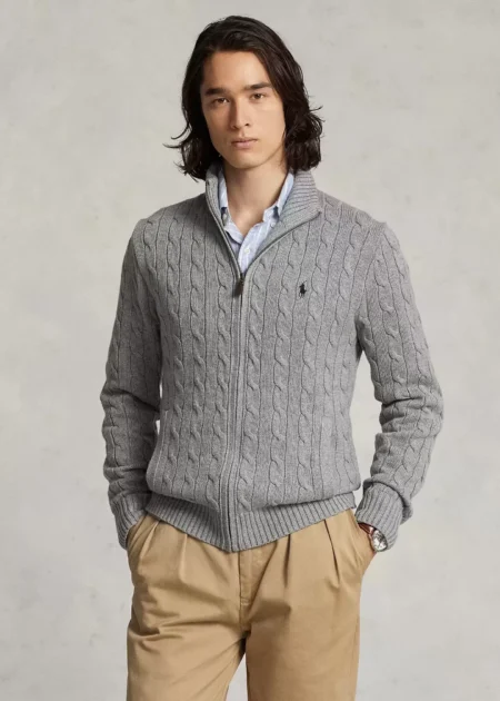 Polo Ralph Lauren Cable-Knit Cotton Full-Zip Sweater