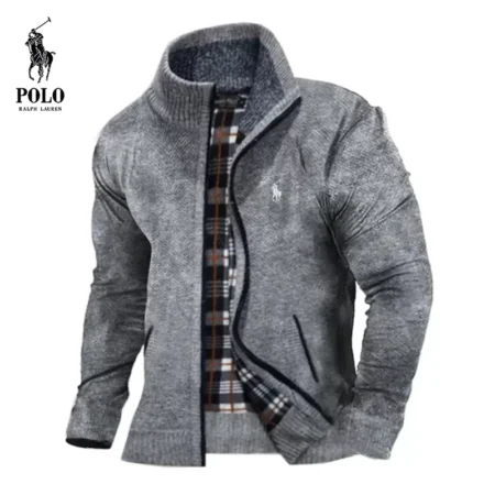 Ralph Lauren  Men's Warm Loose Stand Collar Zip Knit Sweater